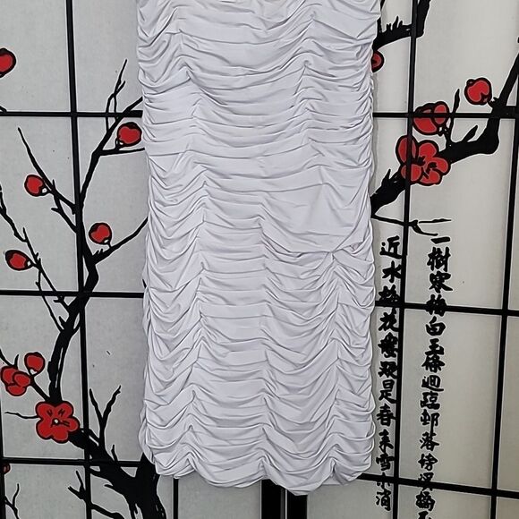 Sherri Hill White Ruched Mini Dress - Picture 3 of 6